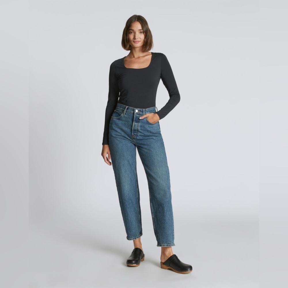 NWT Everlane The Long-Sleeve Supima® Square-Neck Bodysuit